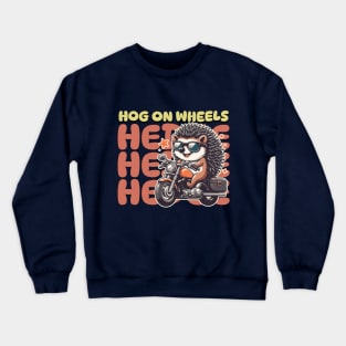 Funny hedgehog Riding a motorcycle Crewneck Sweatshirt